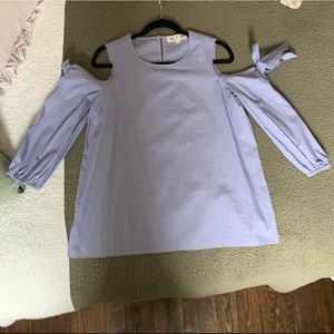 Blue & white striped off the shoulder top